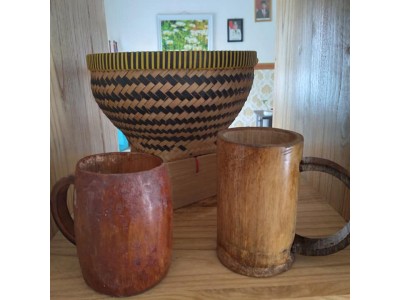 Kerajinan Cangkir dari Bambu dan Bakul Nasi